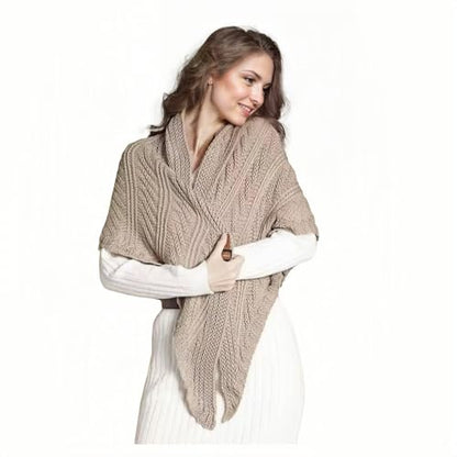 WaJuemy Pashmina Shawl Wraps for Women Cross Sweater Shawls and Wraps Cardigan Cape Front Poncho Knit Cashmere Sweater Shawl - color: 09 Khaki L