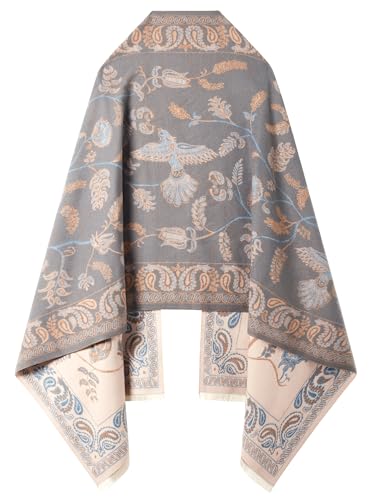 Women's Reversible Pashmina Shawl Wrap for Women Big Scarf Holiday Gifts - color: 07-pink-white