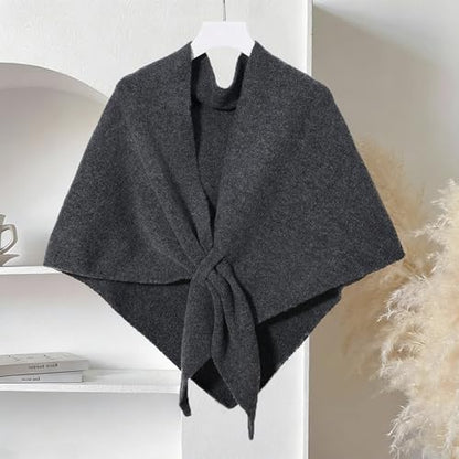 Women's Shawl Wrap Cardigan Knitted Wool Blend Pashmina Cape, Scarf & Sweater Cover-Up for winter - color: Dark Grey
