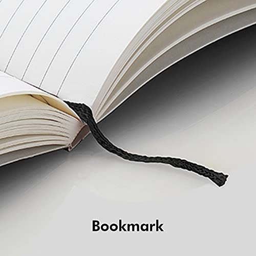 myPAPERCLIP Executive Series A5 Ruled Notebook | 192 Pages, 80 GSM, Soft Cover, A5 (5.83 x 8.27 in) | Flat Lay | Bookmark, Elastic Closure & Back Pocket | Black - color: Black, size: A5, Ruled