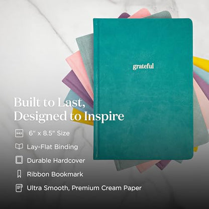Ink+Volt Daily Gratitude Journal for Women & Men, Original Design with Inspirational Quotes, Grateful Journal for Happiness, Mindfulness, Affirmations & Reflection - 6x8.5 in, Peacock - color: Peacock