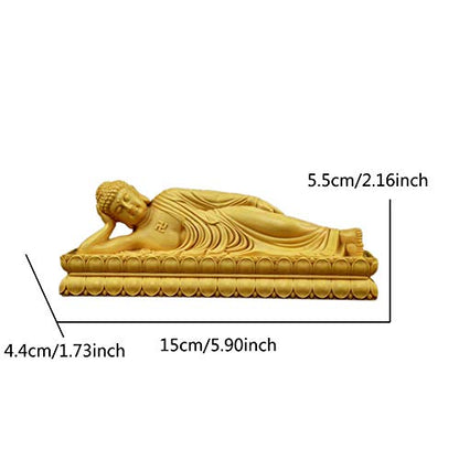 Figurine Statue Zen Reclining Buddha Boxwood Sculptures Handmade Decoration Gift for Home Office,Large