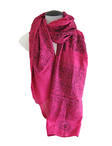 OMA® Sacred Om Design With Spiritual Mantra Shawl Meditation Scarf, LARGE SIZE