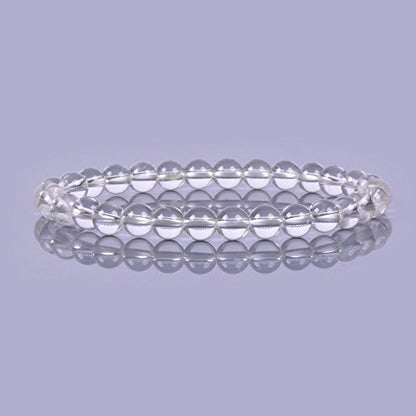 Justinstones Gem Semi Precious Gemstone 6mm Round Beads Stretch Bracelet 6.5 Inch - color: Clear Quartz