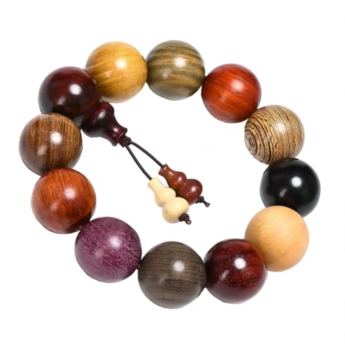 Handcrafted Wooden Bead Bracelet Mixed Natural Wood Colors Prayer Bracelet for Men or Women,1pc/pack - style: Dia.15mmX15pcs