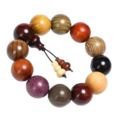 Handcrafted Wooden Bead Bracelet Mixed Natural Wood Colors Prayer Bracelet for Men or Women,1pc/pack - style: Dia.15mmX15pcs