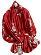 Large Shawl Scarf For Women Lightweight Wraps Silky Headscarf Long Sunscreen Scarfs - color: T19 Red Peony / 70"x 35"