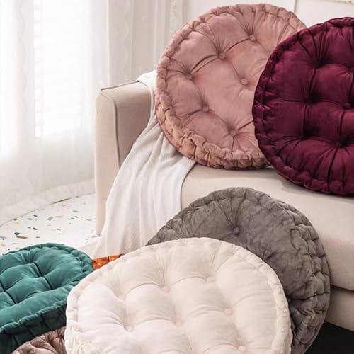 24 Inch Round Floor Pillows Thick Meditation Cushion with Handle Large Seat Cushion for Adults Solid Meditation Pillow (White)