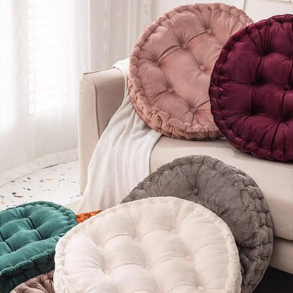 24 Inch Round Floor Pillows Thick Meditation Cushion with Handle Large Seat Cushion for Adults Solid Meditation Pillow (White)