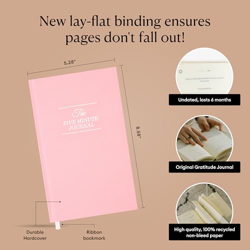 Intelligent Change: The Five Minute Journal - Daily Gratitude Journal for Happiness, Mindfulness, and Reflection - Undated Life Planner - color: Blush Pink