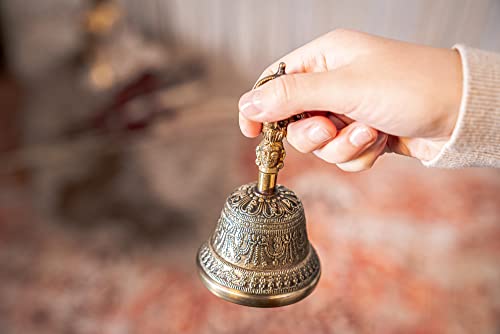 Small Hand Bell with Long Resonance, Cast Metal Alloy 280g — MADE IN INDIA — for Sound Healing Therapy, Yoga and Meditation, 2-YEAR WARRANTY - size: Small