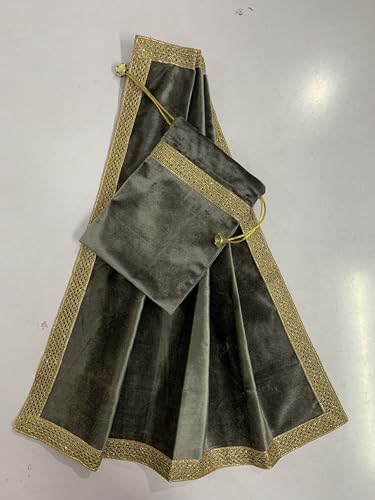 SMMS Spiritual Velvet Table Cloth Altar Tarot Spread (Grey/Silver, Medium- 61cm*61cm/ 24inch*24inch) - color: Grey/Silver, size: Medium- 61cm*61cm/ 24inch*24inch