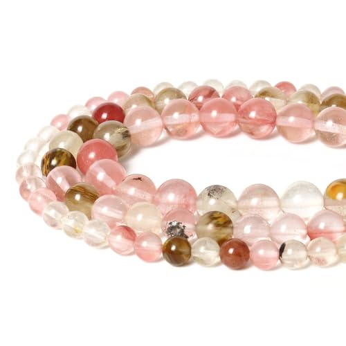About 45pcs 8mm Natural Stone Beads Fire Cherry Quartz Beads Energy Crystal Power Gemstone for Jewelry Making, DIY Bracelet Necklace - color: Fire Cherry Quartz, size: 8mm