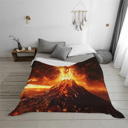 Volcano Prints Throw Blanket (320g Flannel) Anti-Pilling Warm Fuzzy Blankets for Bed Sofa Couch Travel 40x30 Inch - color: Volcano, size: 40x30 Inch