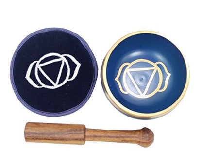 Dharma Objects Tibetan Palm Size Third Eye Chakra Singing Bowl Premium Gift Set