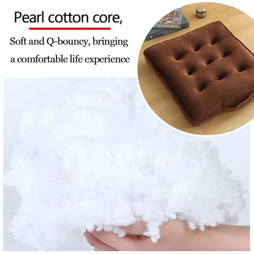 Square Meditation Floor Pillows with Handle, Seat Cushions for Adults, Thicken Crystal Velvet Seat Cushion with Pearl Cotton Filling for Yoga Living Room Balcony Outdoor Tatami(@2,40cm/16in)