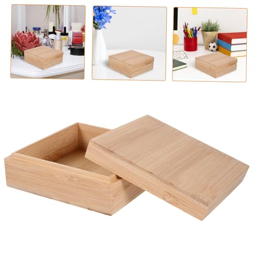 Square Wooden Storage Box Natural Material Modern Desktop Organizer Home Desk Organizer Lids