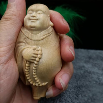 Antique Maitreya Wooden Statue Accents Zen Meditation Wood Sculpture Decor for Living Room Spa Or Yoga Studio Centerpiece Books Living Room Bedroom Ornament