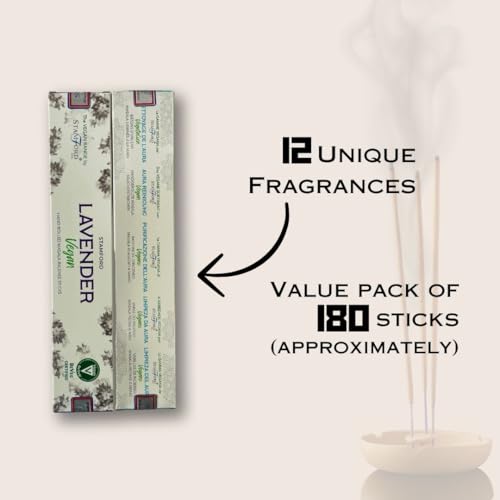 Stamford Masala Vegan Incense Sticks Variery Pack - 180 Incense Sticks | Exclusive Vegan Range Collection | Best for Meditation,Yoga,Aroma Therapy, Relaxation - color: Vegan Masala