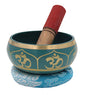 DharmaObjects Relaxing Yoga Meditation Om Peace Singing Bowl/Silk Cushion/Rosewood Mallet Set (Medium, Turquoise) - color: Turquoise, size: Medium
