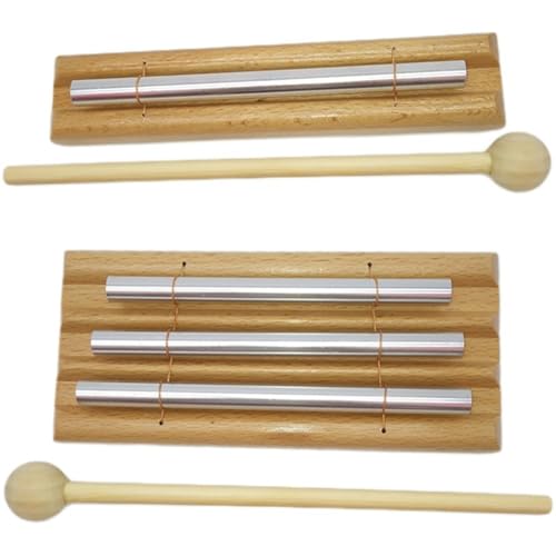 2 Pcs Meditation Chime with Mallet, Three Tone Trio and Single Tone Chime Percussion Instrument Energy Chime for Mindfulness Meditation Relaxation