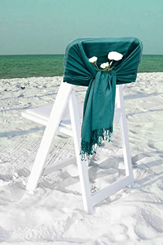 Sakkas Large Soft Silky Pashmina Shawl Wrap Scarf in Solid Colors - color: Teal