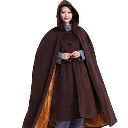 Meditation Clothes, Winter Double-Layer Plush Thickened Meditation Clothes Meditation Clothes Meditation Cloaks - color: Camel Yellow, size: X-Large