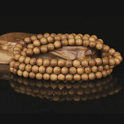 Sandalwood Bracelet for Women Men Buddhist Prayer Strand Chandan Bracelet Handmade Stretchable Elastic Sandalwood Beaded Wristbands for Yoga Meditation - style: 108 Beads 6mm Bracelet