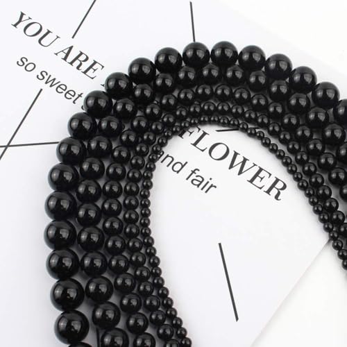 About 45pcs 8mm Natural Stone Beads Black Onyx Agate Beads Energy Crystal Power Gemstone for Jewelry Making, DIY Bracelet Necklace - color: Black Onyx Agate, size: 8mm