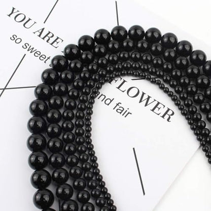 About 45pcs 8mm Natural Stone Beads Black Onyx Agate Beads Energy Crystal Power Gemstone for Jewelry Making, DIY Bracelet Necklace - color: Black Onyx Agate, size: 8mm