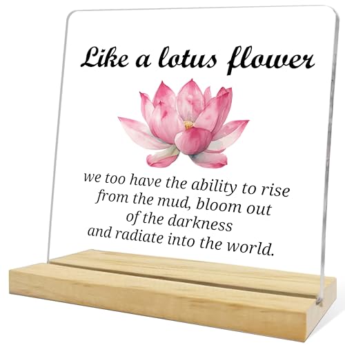 Lotus Flowers Gifts for Women,Like A Latus Flower Acrylic Sign,Inspirational Plaque for Yoga Meditation Room - color: Lotus
