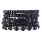 MILAKOO Mens Beaded Bracelets Tribal Wooden Elastic Adjustable Prayer Beads Wrap Cuff for Women - color: B: 5pcs-black