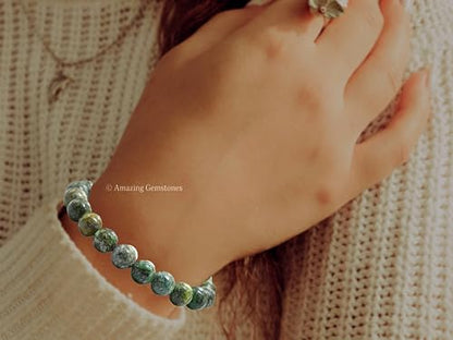 Amazing Gemstone Crystal Bracelet for Women Men's Gifts - Protection Healing Crystal Bracelet - 8mm Gemstone Beaded Stretchable Bracelet Pulseras Para Hombres Mujer Stocking Stuffers Mothers Day Gift (African Turquoise) - color: African Turquoise