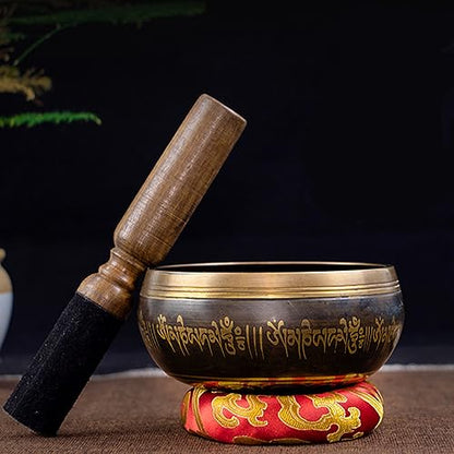 3pc 11.5cm Handmade Buddha Sound Black Bowl Yoga Meditation Singing Bowl Home Decor Ornaments
