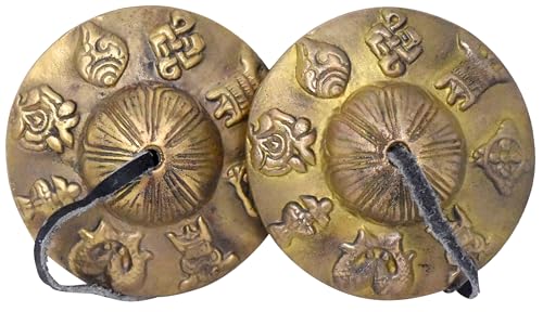 Mudra Crafts Tibetan Tingsha Bells Yoga Chimes – Buddhist Signs Tibetan Finger Cymbals Meditation Bells for Mindfulness, Prayer, and Sound Healing - color: Buddhist Signs, size: 2.5 Inches