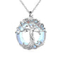 TOUPOP Tree of Life Necklace Gifts for Women 925 Sterling Silver Family Tree Pendant with Crystal Birthday Irish Jewelry Gifts for Women Her Wife Mom - color: 04-White Gold-Moonstone