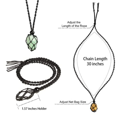 Natural unprocessed crystal raw stone hand woven rope adjustable necklace pendant for both men and women - color: Green Fluorite