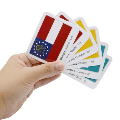 Menique U.S. States Flags Memory Matching Game – 100 Cards (50 Pairs) – Learn State Flags, Capitals & Abbreviations – Educational Card Game for Kids and Adults - style: U.S. States Flags