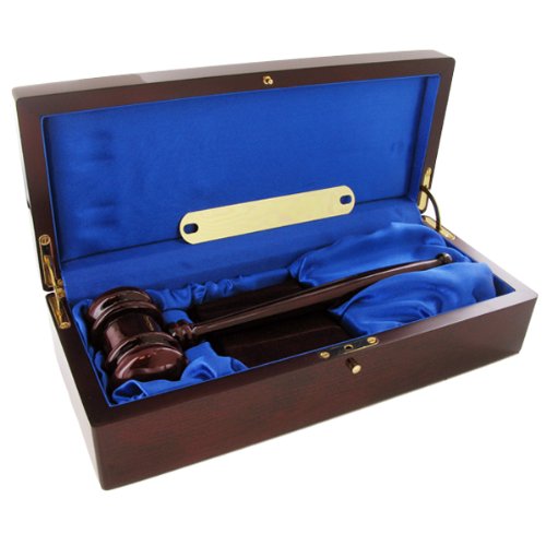 Customizable Deluxe Gavel and Gavel Block Set Boxed, Includes Personalization - style: Personalize