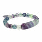 Justinstones Gem Semi Precious Gemstone Love Heart Charm Stretch Beaded Bracelet Unisex - color: Fluorite