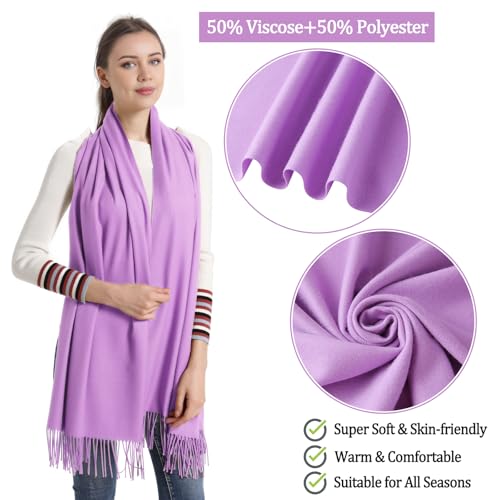 Pashmina Scarf and Shawl - Soft Women Pashminas Wrap for Wedding Evening Party dresses - color: O#. Lavender