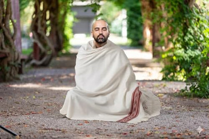 Exotic Meditation Shawl - Large Unisex Prayer Wrap, Oversize Scarf & Versatile Indian Stole Blanket - color: White