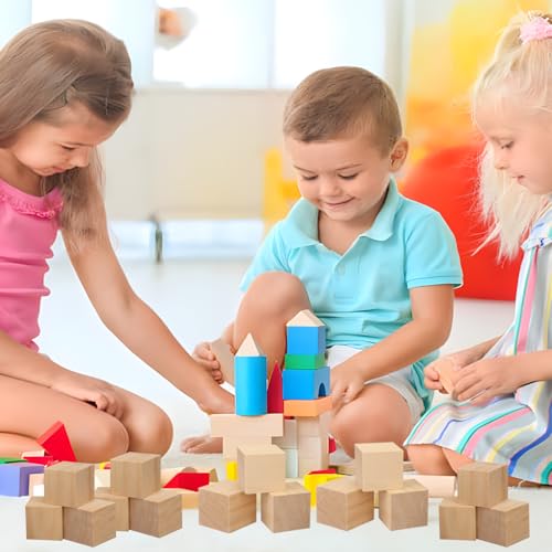 52 PCS Premium 2 Inch Wooden Cubes, Natural Pine Wood Cubes for Crafts, Wood Blocks Ready for Artistic DIY Projects-Unleash Creativity with Blank Wood Blocks - size: 52 PCS 2 Inch