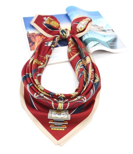 ANDANTINO 100% Pure Mulberry Silk Scarf 35" Large Square Lightweight Headscarf –Women’s Hair Wraps-With Gift Packed - color: Dark Red