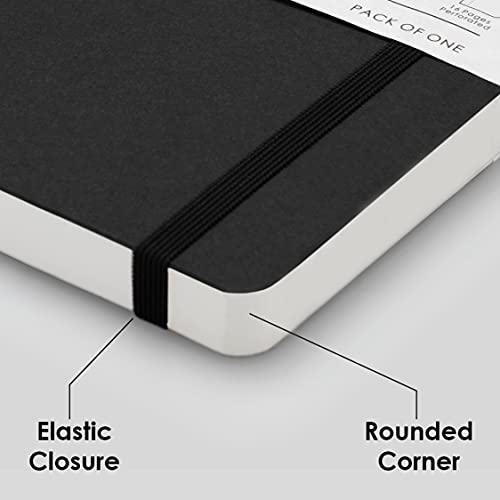 myPAPERCLIP Limited Edition A5 Plain Notebook | 192 Pages, 100 GSM, Soft Cover, A5 (5.83 × 8.27 in) | Flat Lay | Bookmark & Elastic Closure | Black - color: Black, style: Plain