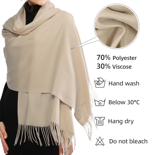 RIIQIICHY Women's Scarf Pashmina Shawls and Wraps for Evening Dress Bridesmaid Wedding Bridal Winter Warm Long Large Scarves - color: Beige