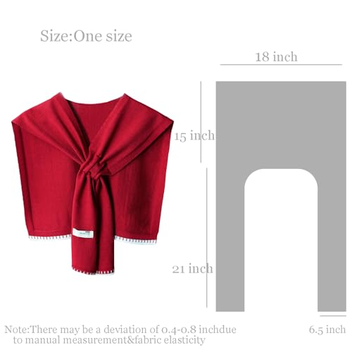 Sweater Shawl Wraps for Women Fashion Knitted Shoulder Shawls Ponchos Casual Sweaters Scarf Cape Wraps with Sleeves - color: 13 Brike Red/White Edge