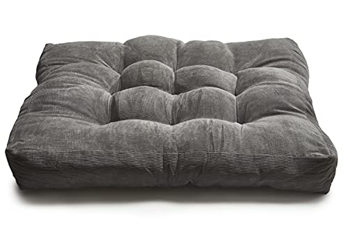 LANITI 24” Inch Extra Large Floor Cushions Tufted Floor Pillow for Adults Square Meditation Ultimate Comfort Oversized Pillows for Floor Cushion (Charcoal) - color: Charcoal