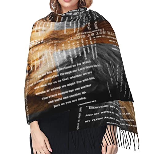 Bible Verse Christian Lion Prayer Religious Scarf Pashmina Shawls Wraps Evening Dress Bridesmaid Wedding Bridal Scarves - color: Inspirational