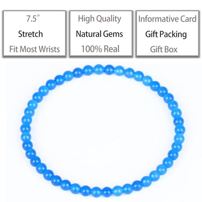QOGIR Handmade Healing Bracelet,6mm Natural Gem Stone Bracelet rope bracelet - color: Blue Jade(Transformation and Protection), size: 4mm